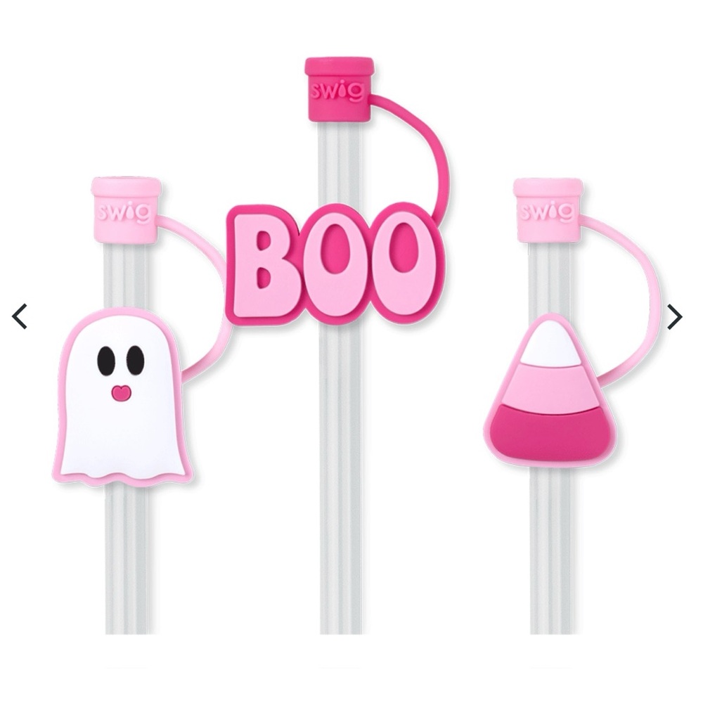 Swig Life Pink Halloween Straw Set with Ghost, Boo and Candy Corn / NEW with tag